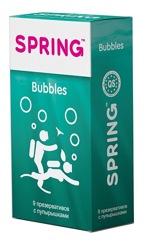Презервативы с пупырышками SPRING BUBBLES №9 (9 шт)