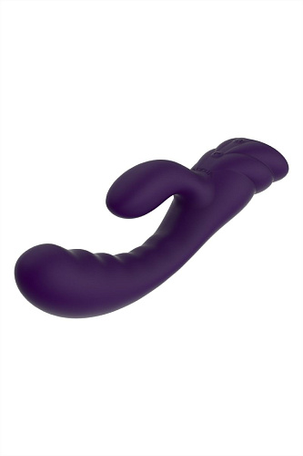 Фиолетовый вибратор с клиторальным стимулятором Nalone PureX2 CS-B027-1 (20,7 см)