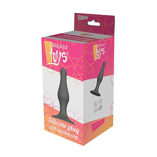 Серый удлиненный анальный стимулятор Dream Toys PLUG WITH SUCTION CUP 21458 (10,3 см)