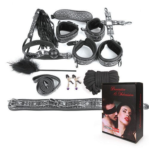 Чёрно-серебристый набор БДСМ Bior toys NTB-80470