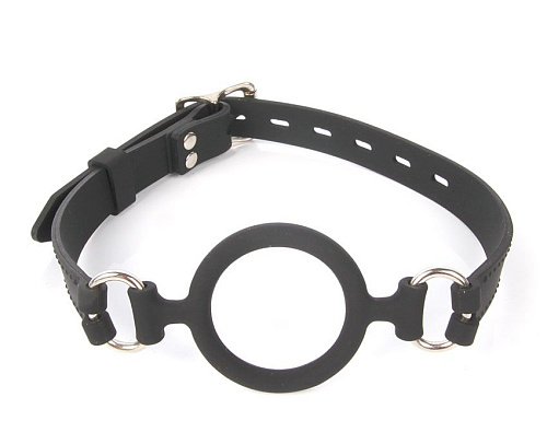 Чёрный кляп-кольцо на регулируемом ремешке Bior toys NTB-80346