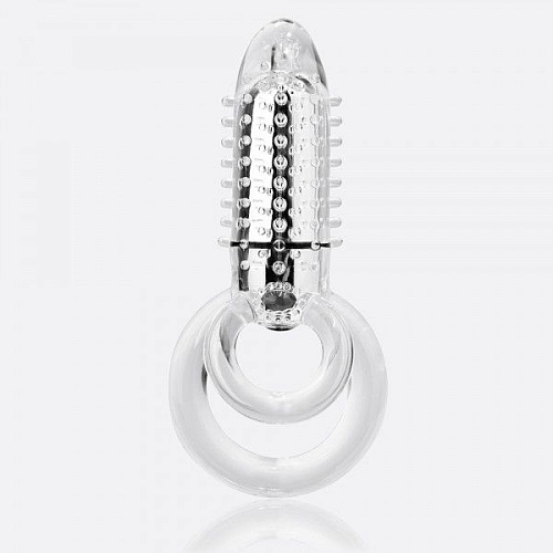 Прозрачное эрекционное кольцо с вибрацией Screaming O DOUBLE O 8 CLEAR DBL08-C-101