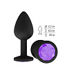 Чёрная анальная втулка с фиолетовым кристаллом Сумерки богов 518-08 purple-DD (7,3 см)