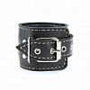 Чёрные кожаные оковы с крупной строчкой БДСМ арсенал 56010ars