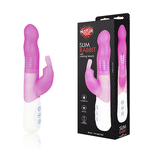Силиконовый розовый вибратор с кроликом Hustler HT-R4-PNK (21 см)