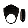 Чёрное, рифленое эрекционное кольцо с вибрацией Baile Chester BI-210137