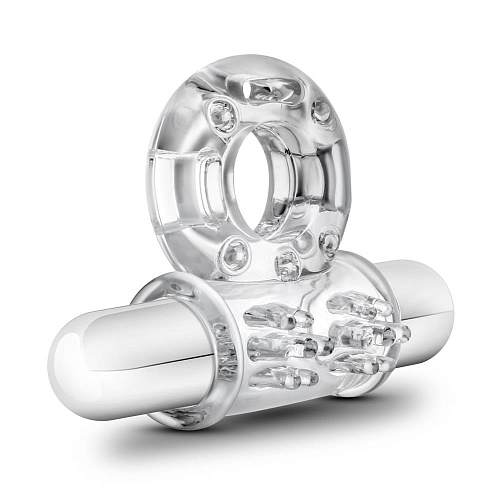 Прозрачное эрекционное виброкольцо Blush Novelties 10 Function Vibrating Mega Bull Ring BL-77912