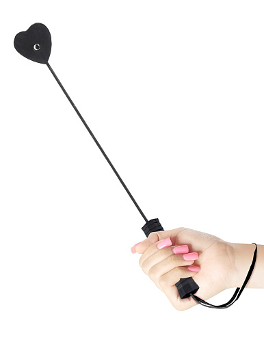 Чёрный стек с наконечником-сердечком Pipedream Little Heart Flapper PD2193-00 (46 см)