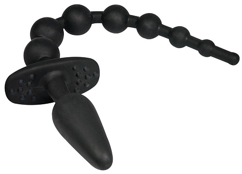 Чёрная анальная цепочка с пробочкой на конце Orion 0504610 (32 см)