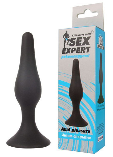 Чёрная анальная пробка Bior toys SEM-5504Sex Expert (9,5 см)