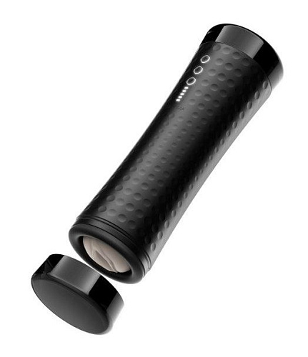 Чёрный мастурбатор в тубе с вибрацией и голосовым сопровождением Svakom Valerie Z17