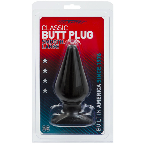 Анальная пробка в чёрном цвете Doc Johnson Butt Plugs Smooth Classic Large 0244-06-CD (14 см)