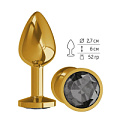 Золотистая анальная втулка с чёрным кристаллом Сумерки богов 510-09 black-DD (7 см)