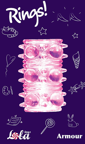 Розовая насадка на пенис Lola toys Rings Armour 0115-11Lola