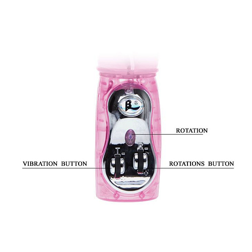 Розовый ротатор со стимулятором клитора Baile BW-020003-0101 (25,5 см)
