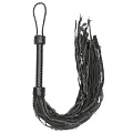 Чёрная многохвостая плетёная плеть Shots Media BV Leather Suede Barbed Wired Flogger PAI013BLK (76 см)