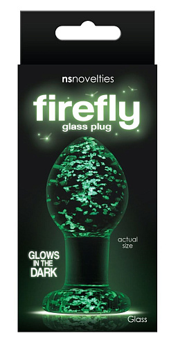 Прозрачная, светящаяся в темноте анальная пробка NS Novelties Glass Plug Medium NSN-0490-21 (8 см)