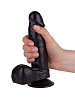 Чёрный фаллоимитатор с мошонкой на присоске LOVETOY (А-Полимер) 401400 (16 см)