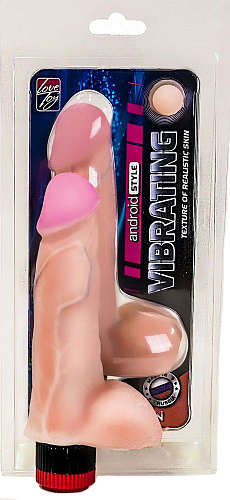 Виброфаллос телесного цвета с мошонкой LOVETOY (А-Полимер) Android Style 001202 (17 см)