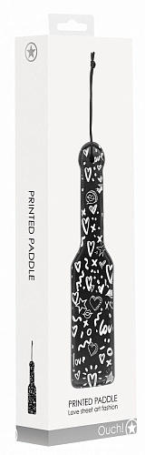 Чёрно-белая шлёпалка Shots Media BV Printed Paddle Love Street Art Fashion OU330BLK (28,5 см)
