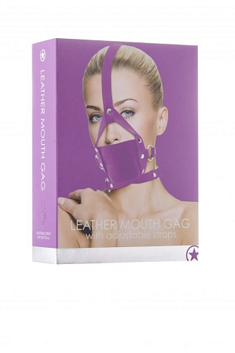 Фиолетовый кожаный кляп Shots Media BV Leather Mouth Gag OU148PUR