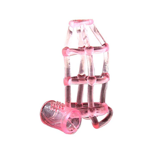 Розовая насадка на фаллос с вибростимуляцией Baile BW-014076-0101 (11 см)