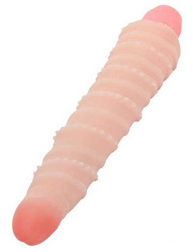 Гнущийся вибратор со спиралевидным рельефом телесного цвета Eroticon 30333 (19,8 см)