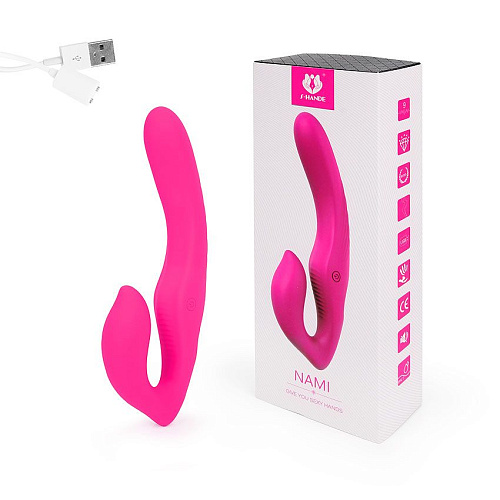 Ярко-розовый безремневой страпон S-HANDE NAMI SHD-S125