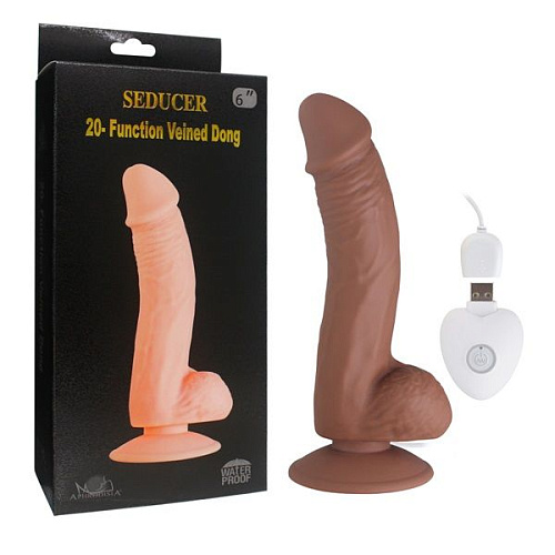 Коричневый вибратор Howells SEDUCER 20 Function Veined Dong 170312Brown (20 см)