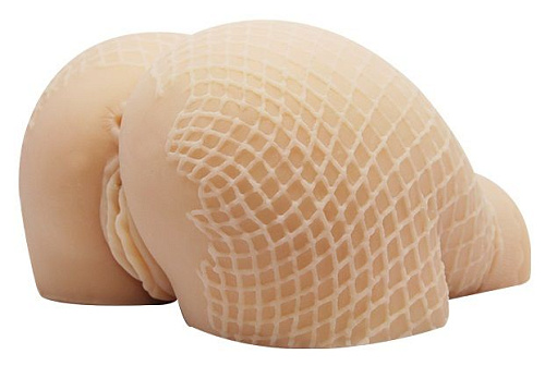 Телесная пышная попка в колготках с двумя входами и вибрацией Baile BM-009182-1