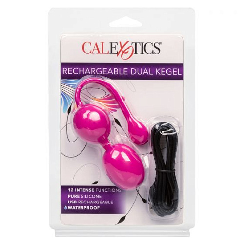 Розовые вагинальные шарики с вибрацией California Exotic Novelties Rechargeable Dual Kegel SE-1328-20-2