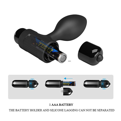 Чёрная анальная пробка с мощной вибрацией Baile Vibra BI-040077 (8,6 см)