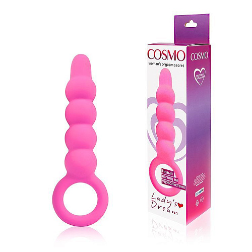 Розовый анальный стимулятор-ёлочка и ограничителем-колечком Bior toys CSM-23083 (14,1 см)