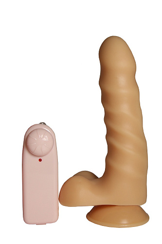 Реалистичный вибромассажёр телесного цвета со спиралевидным рельефом Сумерки богов 104-25 CD DD (15,5 см)