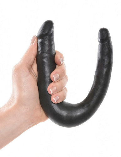 Чёрный двусторонний фаллоимитатор Pipedream U-Shaped Small Double Trouble PD5513-23 (33,5 см)