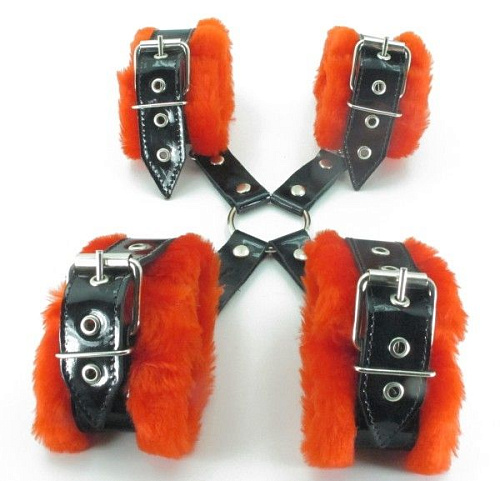 Набор оков с красным мехом BDSM Light БДСМ арсенал 760005ars