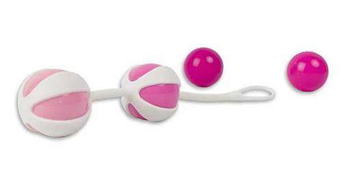 Розовые с белым вагинальные шарики Fun Toys Geisha Balls FT10042