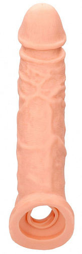 Телесная насадка с кольцом Shots Media BV Penis Extender with Rings REA073FLE (21 см)