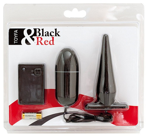 Чёрный вибронабор с пультом ДУ для анально-клиторальной стимуляции ToyFa 901311-5