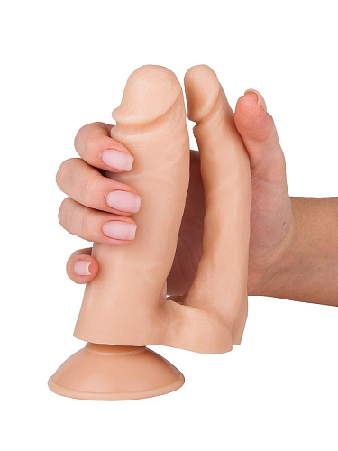 Двойной фаллоимитатор на присоске телесного цвета Сумерки богов 101-08 BX DD (13,5 см)