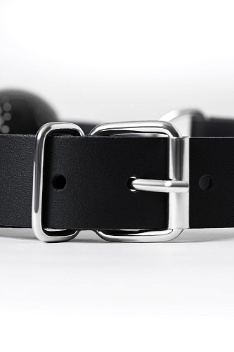 Чёрный кляп-шарик с отверстиями на регулируемом ремешке Штучки-дрючки 690208