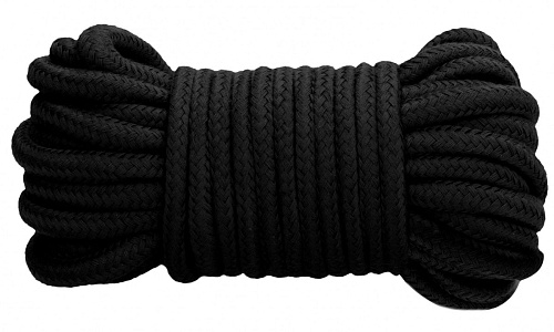 Чёрная верёвка для связывания Shots Media BV Thick Bondage Rope OU355BLK (10 м)