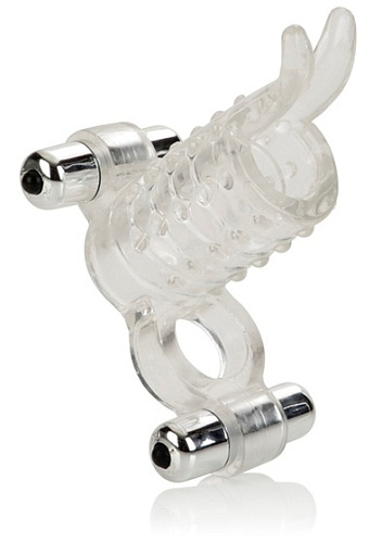 Насадка-эрекционное кольцо с двумя мини-вибраторами California Exotic Novelties SE-1632-00-3