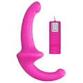 Розовый безремневой вибрострапон с пультом управления Shots Media BV Vibrating Silicone Strapless Strapon OU323PNK