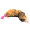 Розовая силиконовая анальная пробка с рыжим хвостом Vandersex 124-1P (6,8 см, размер S)