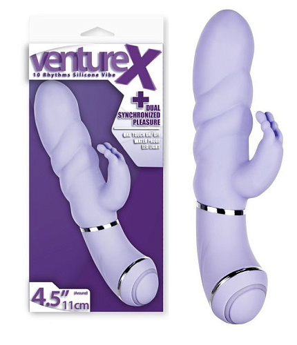 Фиолетовый вибратор с клиторальным стимулятором NMC FPBG071A00-022 (11,4 см)