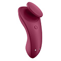 Бордовый бесшумный вибромассажёр в трусики Satisfyer Sexy Secret J2018-98