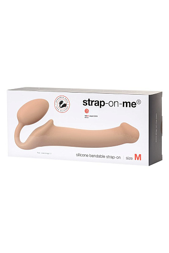 Телесный безремневой страпон Strap-on-me Silicone Bendable Strap-On M 6012901