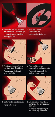 Вакуумная помпа чёрного цвета для сосков с вибрацией Orion Bad Kitty Vibrating Nipple Cups 05875750000