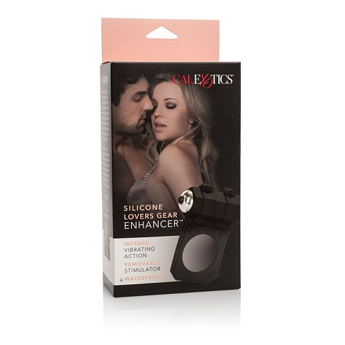Чёрное эрекционное кольцо с вибропулей California Exotic Novelties Silicone Lovers Gear Enhancer SE-1839-10-3